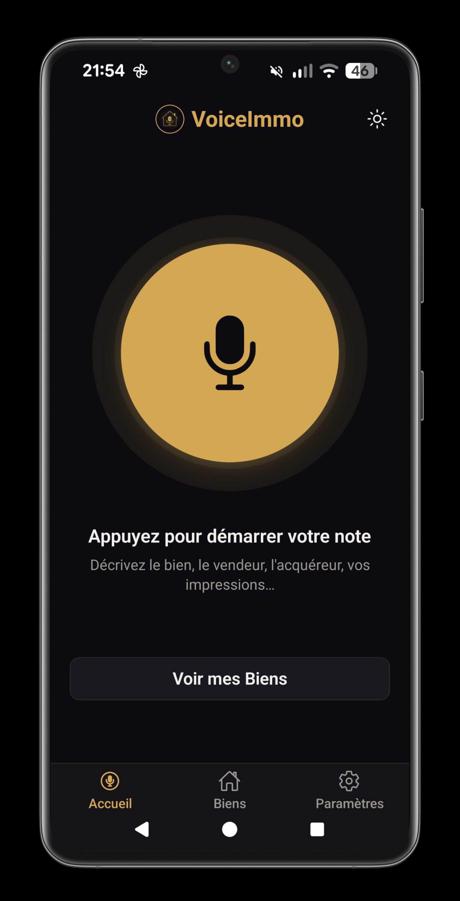 Accueil mode sombre
